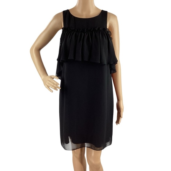 Gianni Bini Black Chiffon Overlay Sleeveless Shift Dress Size S - Picture 1 of 7